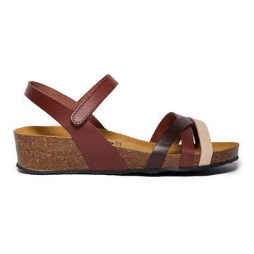 Plakton Platform Wedge Sandal – Lane Cream Brown Dark Brown Combo